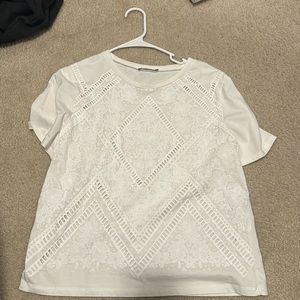 Zara white embroidered top size small
